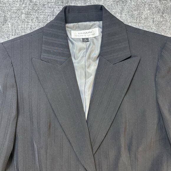 Tahari Blazer Jacket Women 10 Black Jacket Office Minimal Capsule Academia - Picture 2 of 12